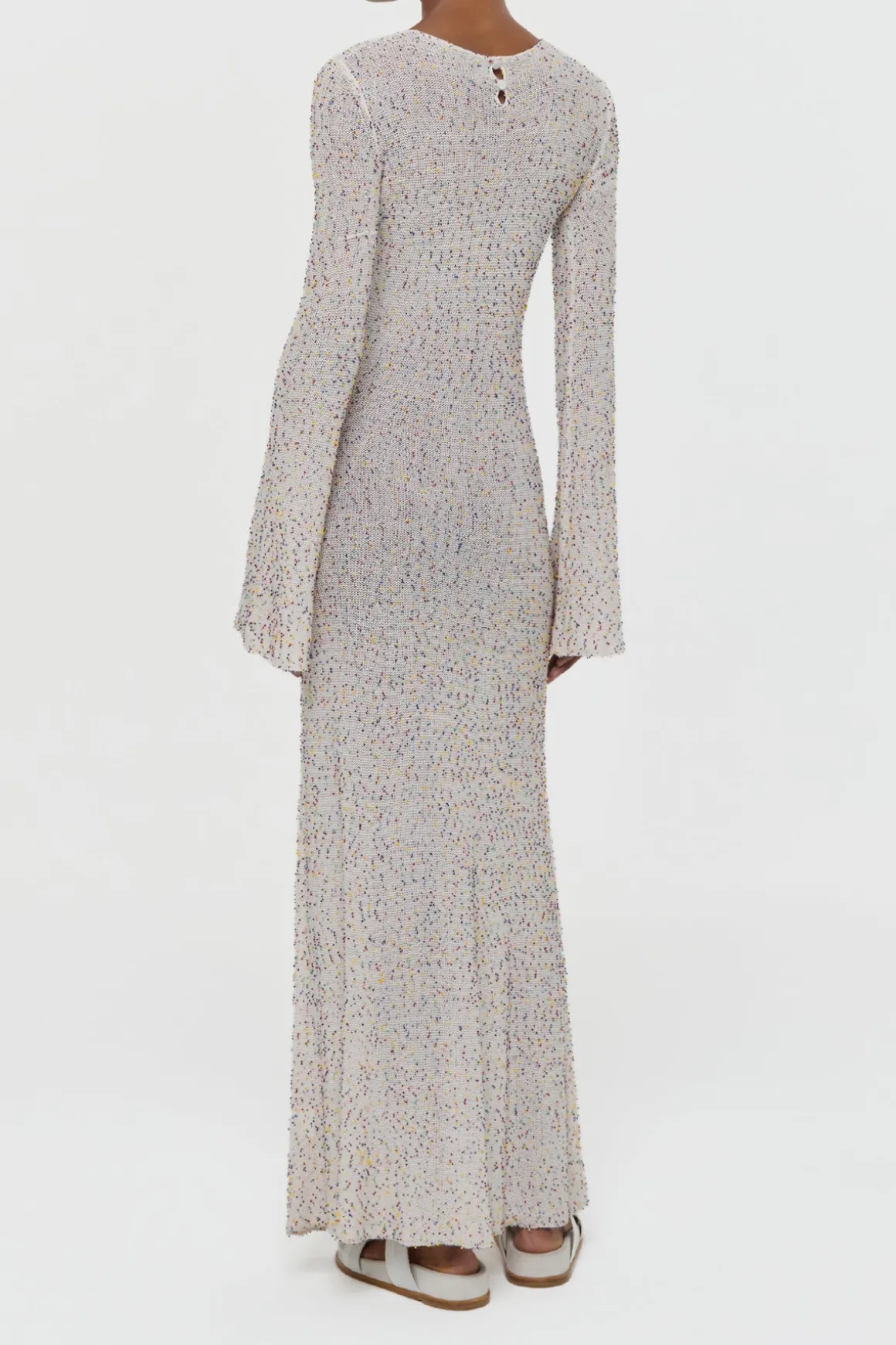 Chandra Knit Maxi Dress in Ivory Multi Beaded Cashmere Silk