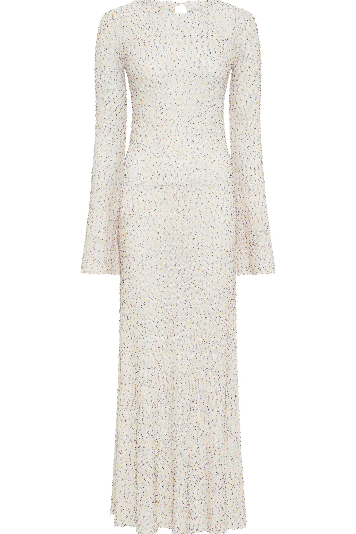 Chandra Knit Maxi Dress in Ivory Multi Beaded Cashmere Silk