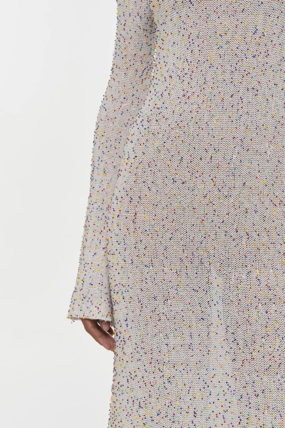 Chandra Knit Maxi Dress in Ivory Multi Beaded Cashmere Silk