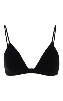 Chevier Knit Bra in Black Merino Wool