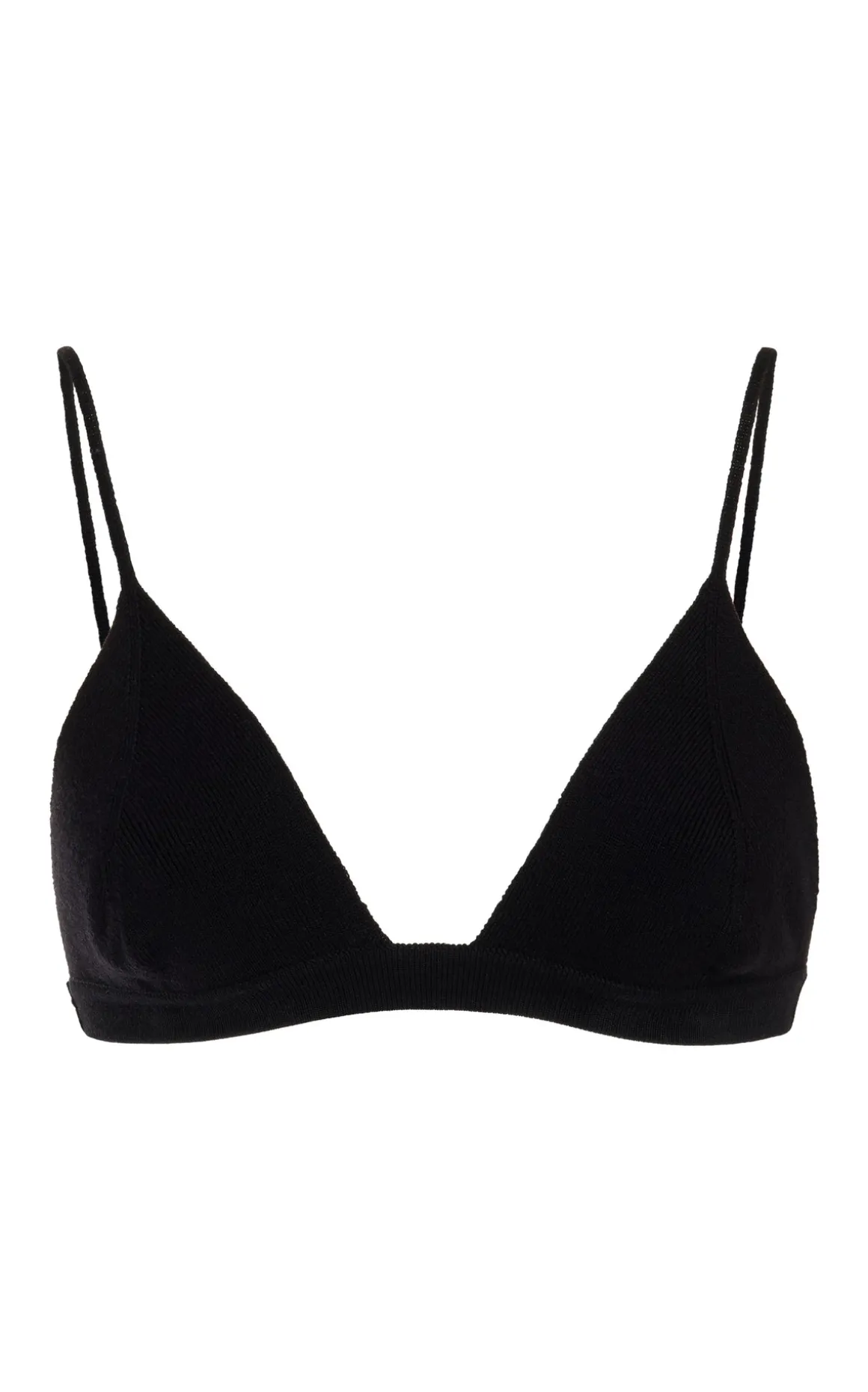 Chevier Knit Bra in Black Merino Wool