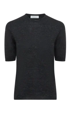 Chryse Knit T-Shirt in Black Cashmere Silk with Hemp