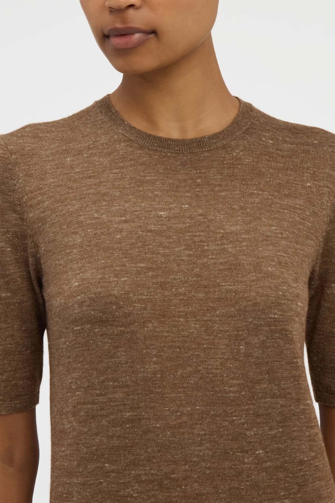 Chryse Knit T-Shirt in Chestnut Cashmere Silk with Hemp
