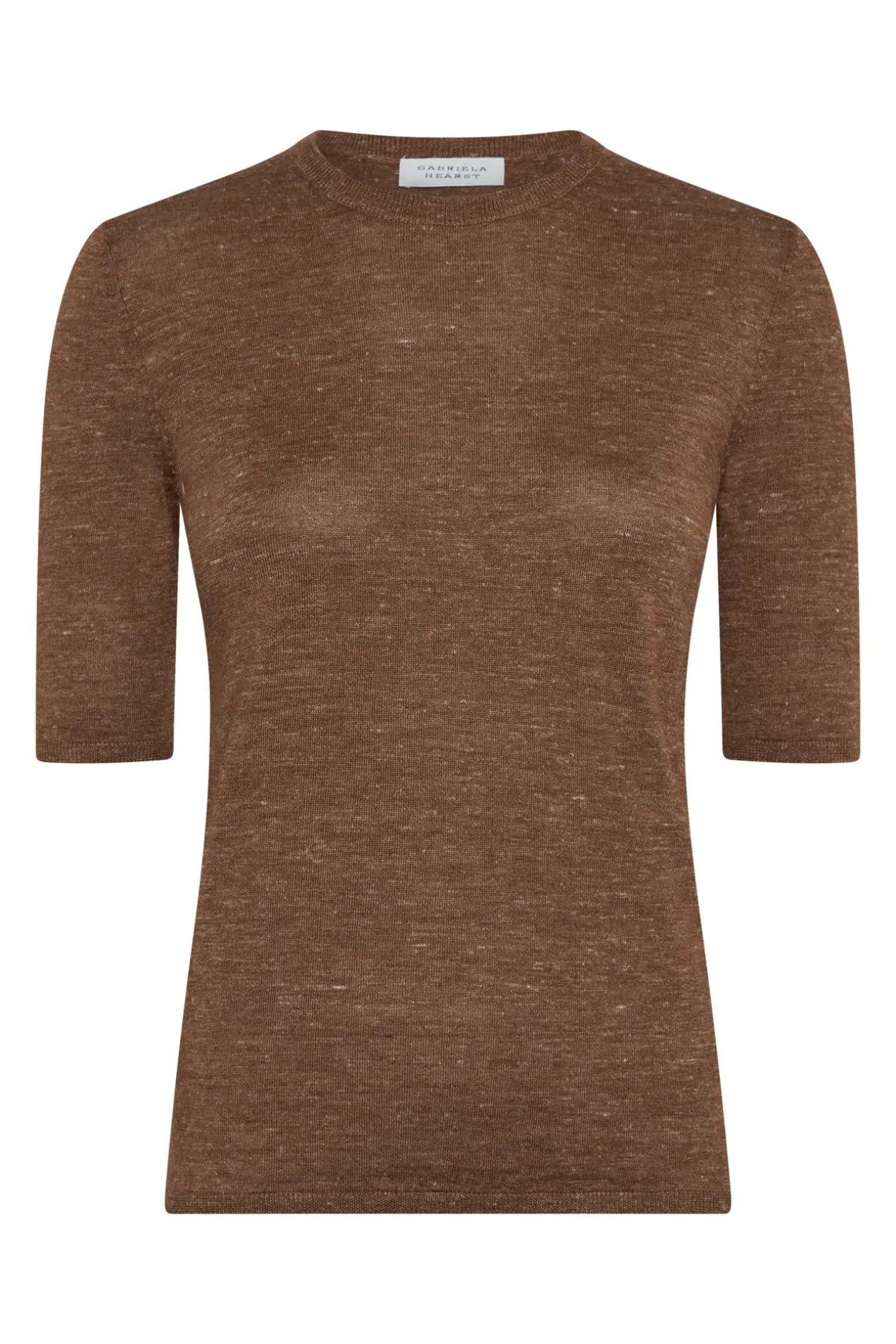 Chryse Knit T-Shirt in Chestnut Cashmere Silk with Hemp