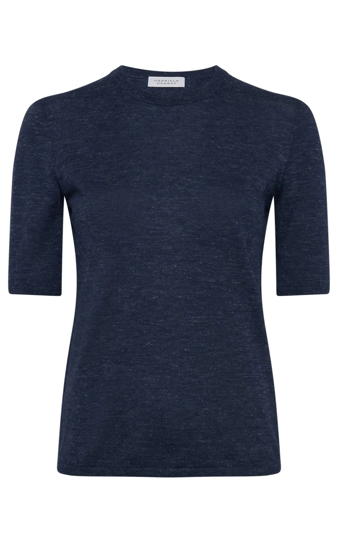 Chryse Knit T-Shirt in Electric Navy Cashmere Silk with Hemp