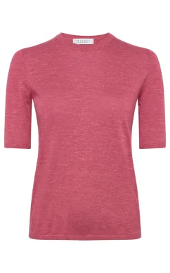 Chryse Knit T-Shirt in Fuchsia Cashmere Silk with Hemp
