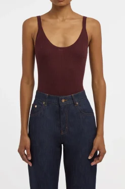 Cinxia Knit Tank Top in Bordeaux Cashmere Silk with Hemp