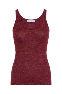 Cinxia Knit Tank Top in Bordeaux Cashmere Silk with Hemp