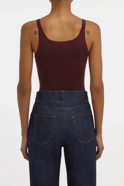 Cinxia Knit Tank Top in Bordeaux Cashmere Silk with Hemp