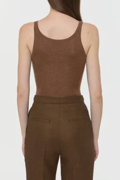 Cinxia Knit Tank Top in Chestnut Cahmere Silk with Hemp