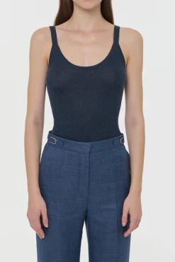 Cinxia Knit Tank Top in Denim Cashmere Silk