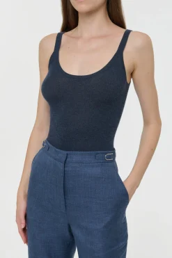 Cinxia Knit Tank Top in Denim Cashmere Silk