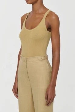 Cinxia Knit Tank Top in Hay Cashmere Silk