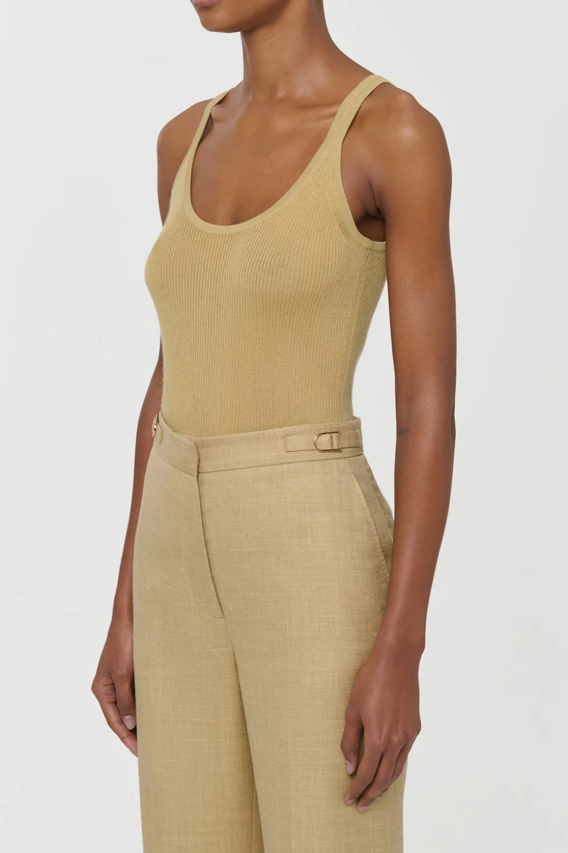 Cinxia Knit Tank Top in Hay Cashmere Silk