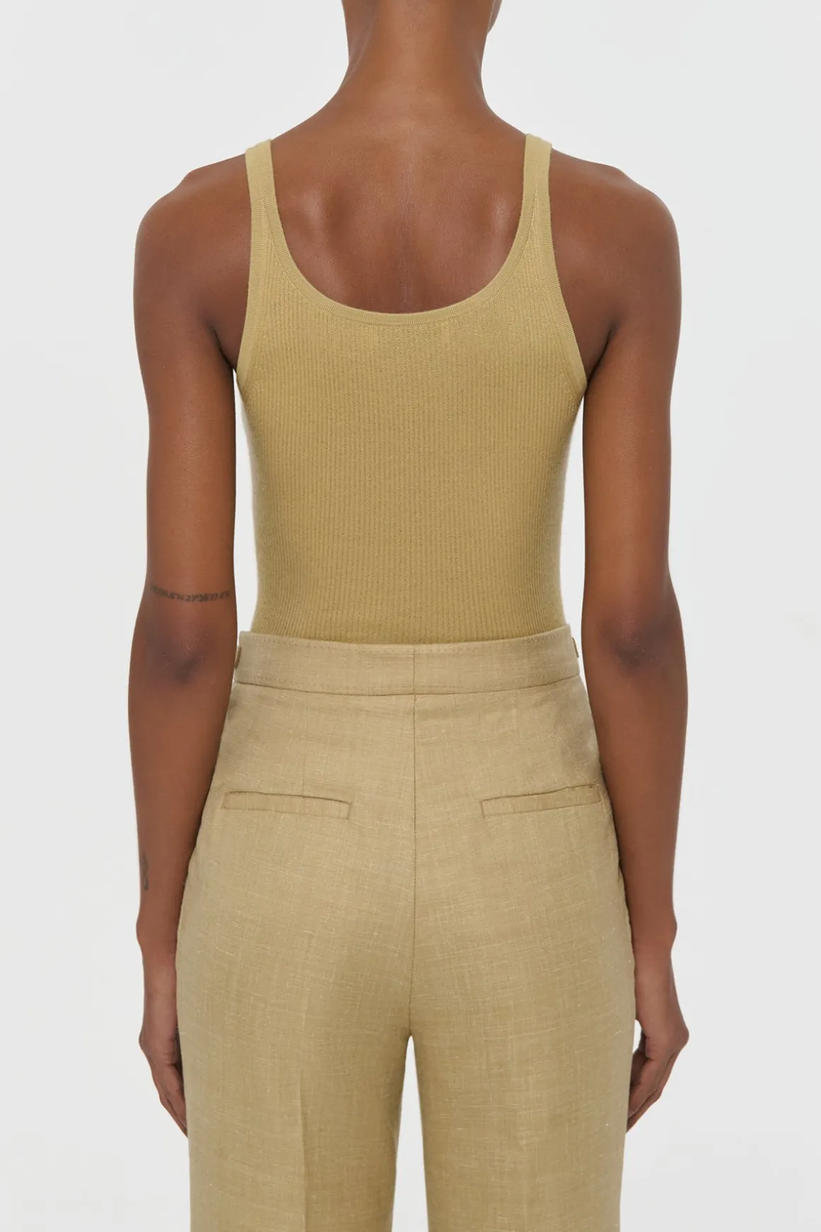 Cinxia Knit Tank Top in Hay Cashmere Silk