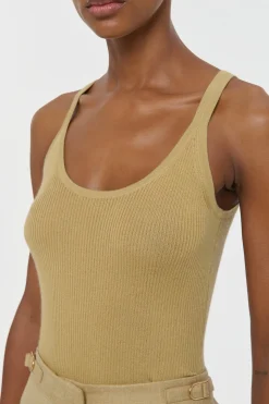 Cinxia Knit Tank Top in Hay Cashmere Silk