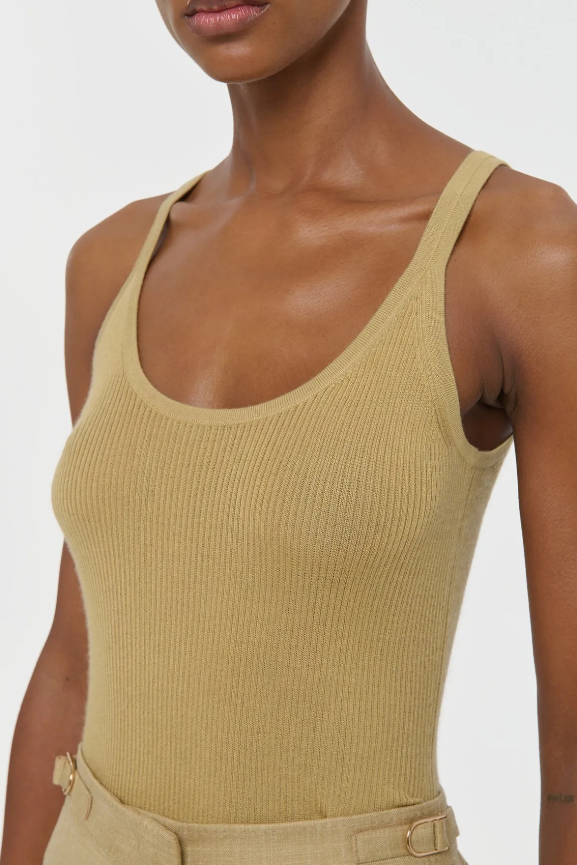 Cinxia Knit Tank Top in Hay Cashmere Silk