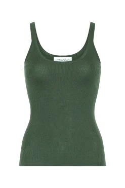 Cinxia Knit Tank Top in Olive Cashmere Silk