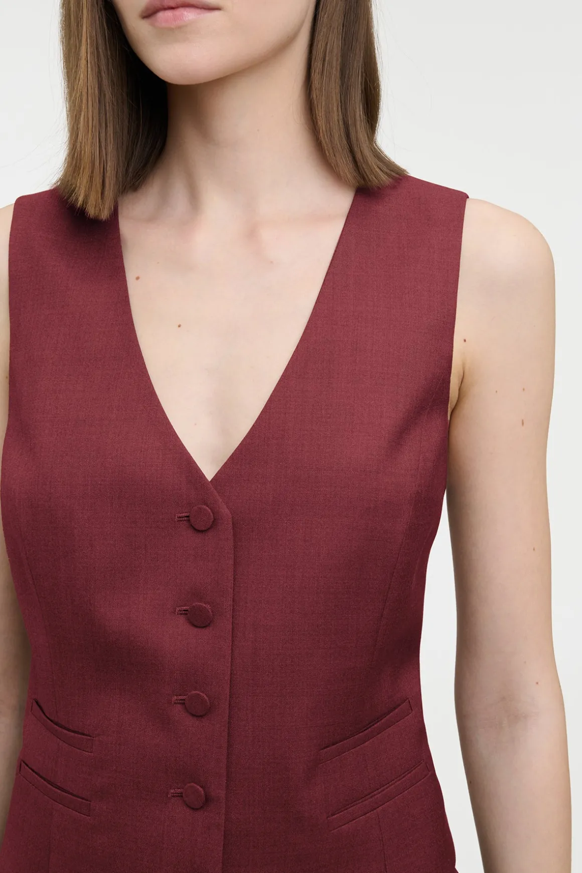 Coleridge Vest in Bordeaux Wool Silk