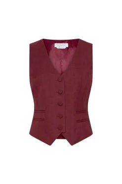 Coleridge Vest in Bordeaux Wool Silk
