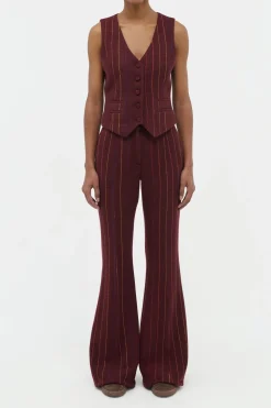 Coleridge Vest in Burnt Sienna Multi Pinstripe Wool Cashmere