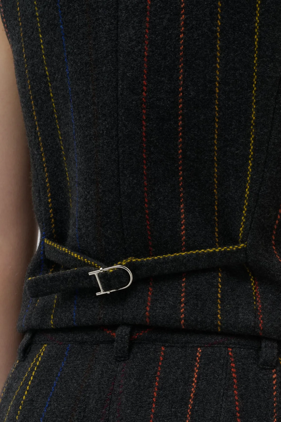 Coleridge Vest in Charcoal Multi Pinstripe Wool Cashmere