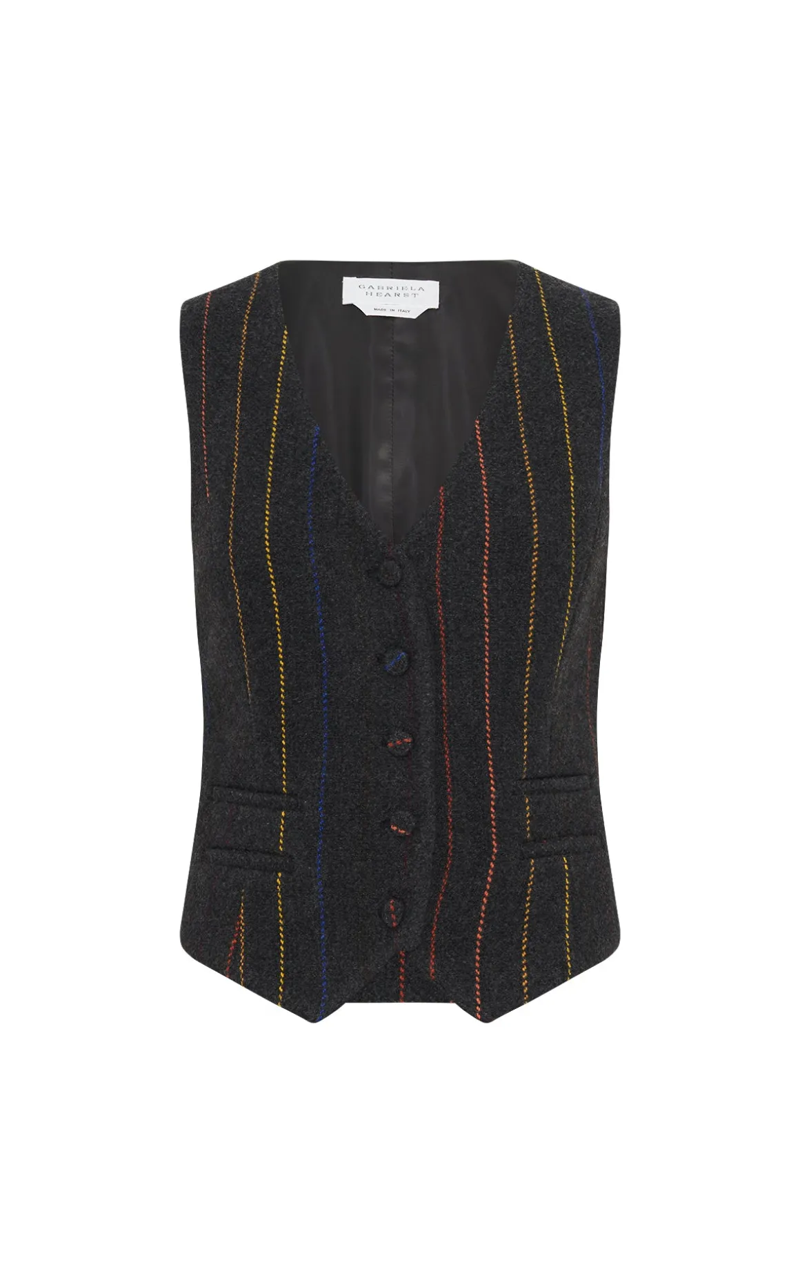 Coleridge Vest in Charcoal Multi Pinstripe Wool Cashmere