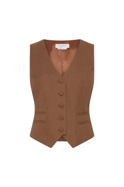 Coleridge Vest in Chestnut Wool Silk