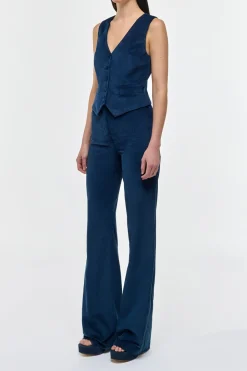 Coleridge Vest in Electric Navy Sea Island Cotton Corduroy