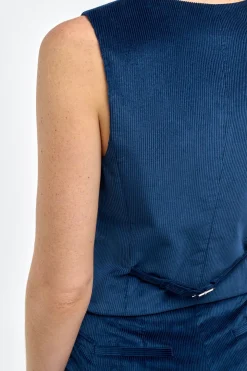 Coleridge Vest in Electric Navy Sea Island Cotton Corduroy