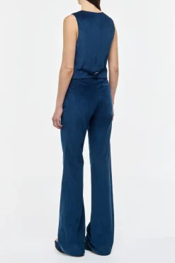 Coleridge Vest in Electric Navy Sea Island Cotton Corduroy