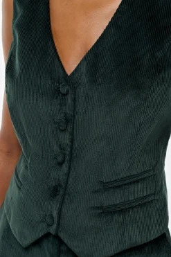 Coleridge Vest in English Green Sea Island Cotton Corduroy