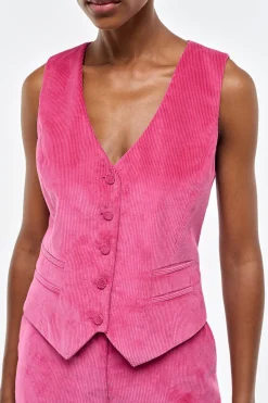 Coleridge Vest in Fuchsia Sea Island Cotton Corduroy