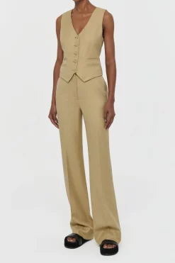 Coleridge Vest in Hay Virgin Wool Silk with Linen