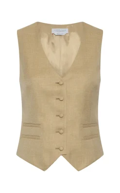 Coleridge Vest in Hay Virgin Wool Silk with Linen