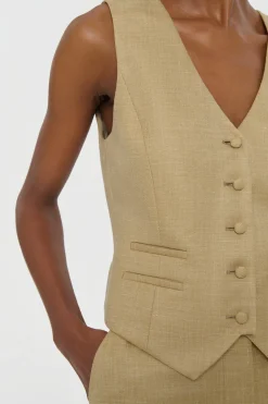 Coleridge Vest in Hay Virgin Wool Silk with Linen