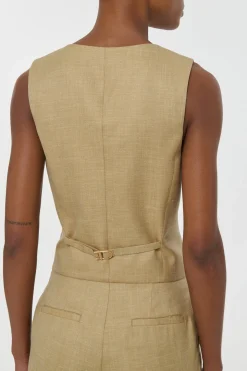 Coleridge Vest in Hay Virgin Wool Silk with Linen