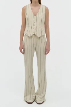 Coleridge Vest in Ivory Multi Pinstripe Wool Cashmere