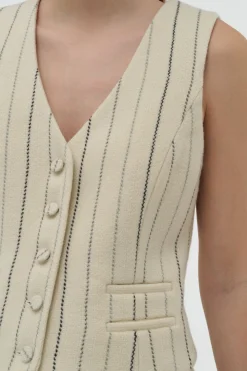 Coleridge Vest in Ivory Multi Pinstripe Wool Cashmere