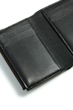 Compact Flat Wallet in Black Leather