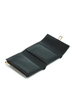 Compact Flat Wallet in Black Leather