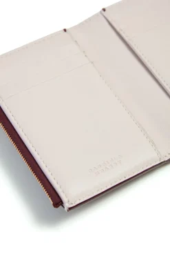 Compact Flat Wallet in Bordeaux & Pink Leather