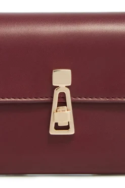 Compact Flat Wallet in Bordeaux & Pink Leather