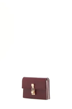 Concertina Card Wallet in Bordeaux & Pink Leather