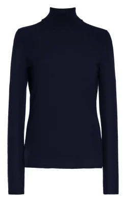 Costa Knit Turtleneck in Dark Navy Cashmere Silk