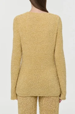 Crescenta Knit Sweater in Hay Silk Cashmere Linen