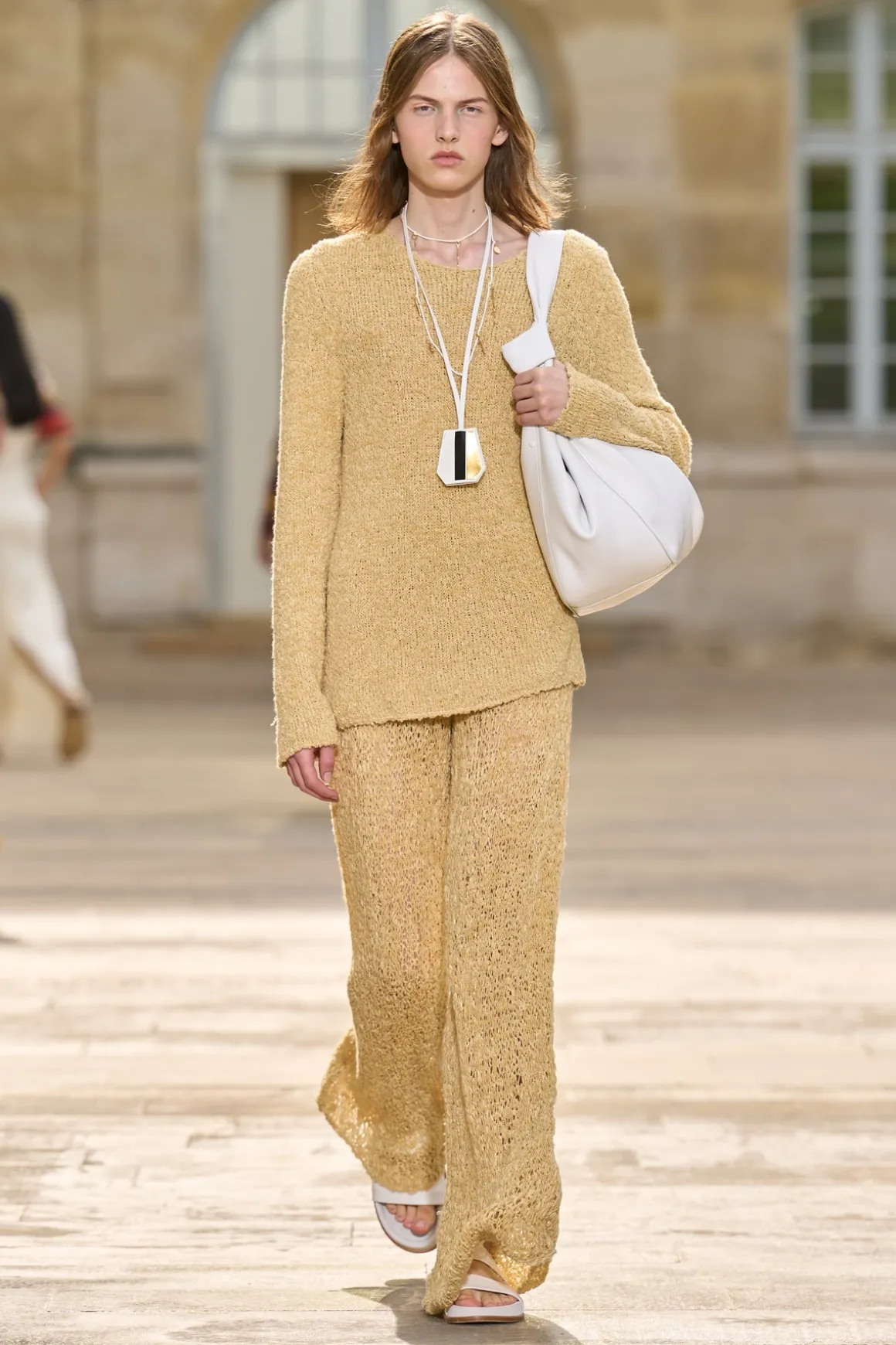 Crescenta Knit Sweater in Hay Silk Cashmere Linen