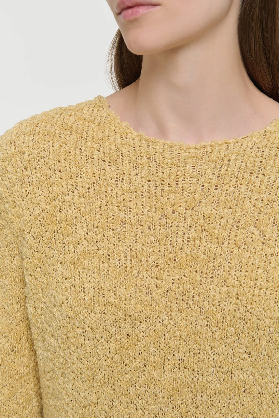 Crescenta Knit Sweater in Hay Silk Cashmere Linen