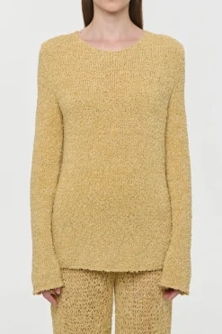Crescenta Knit Sweater in Hay Silk Cashmere Linen