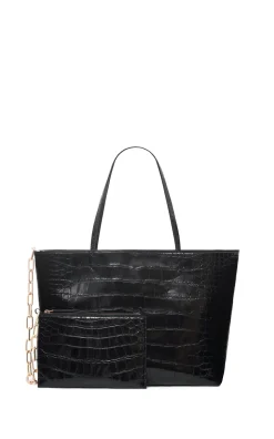 Croco Tote Bag in Black Crocodile Leather